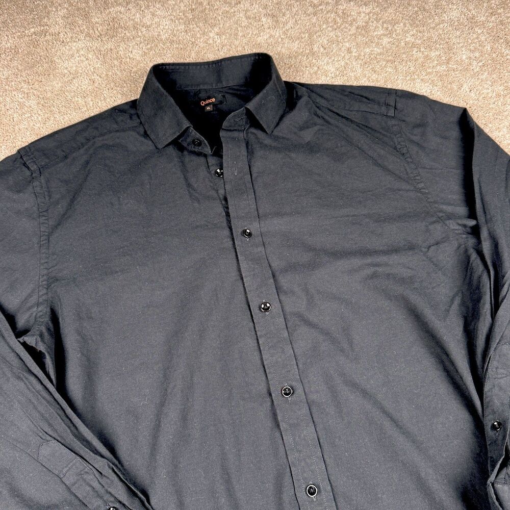 Quince Organic Cotton Cashmere Blend Oxford Shirt Mens XL Black Soft Button Up